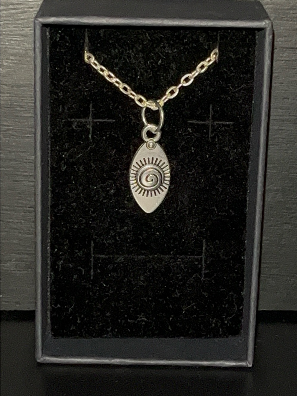 Sun Spiral Pendant Necklace - Silver Tone